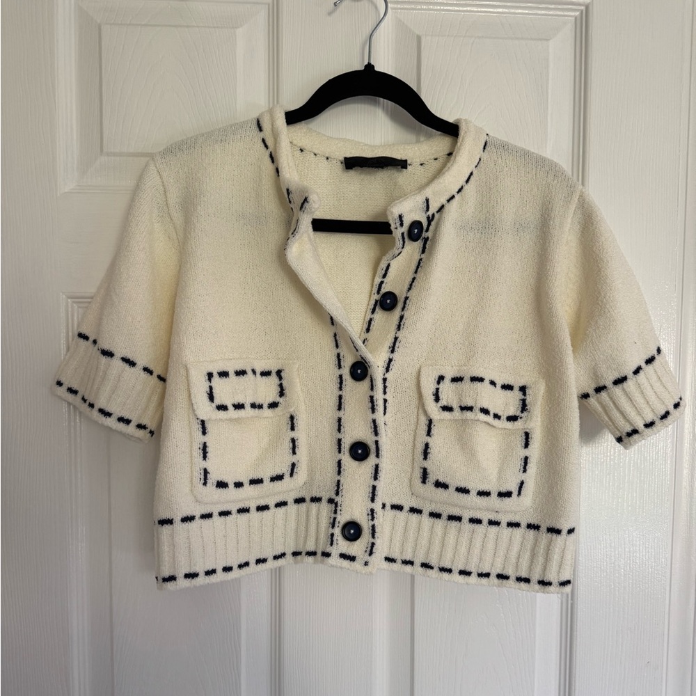 Zara Stitch Knit Cropped Jacket